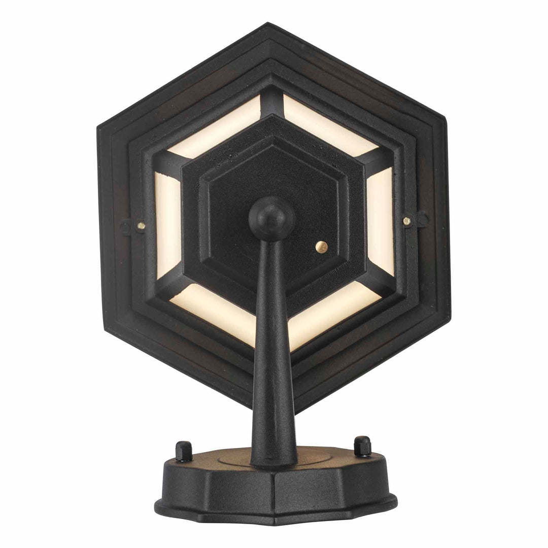 Trans Globe Alexander Outdoor 1-Light Frosted Glass and Metal Lantern with Scalloped Edge Wall Mount Plate - Black / Frosted