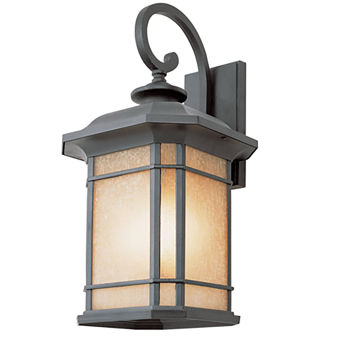 Trans Globe an Miguel Collection, Craftsman Style, Armed Wall Lantern with Tea Stain Glass Windows- Black