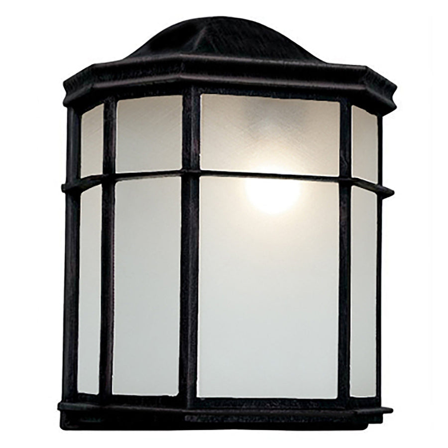 Trans Globe Andrews 1-Light Frosted Glass, Flush Mount Outdoor Pocket Lantern  Collection: Andrews - Black