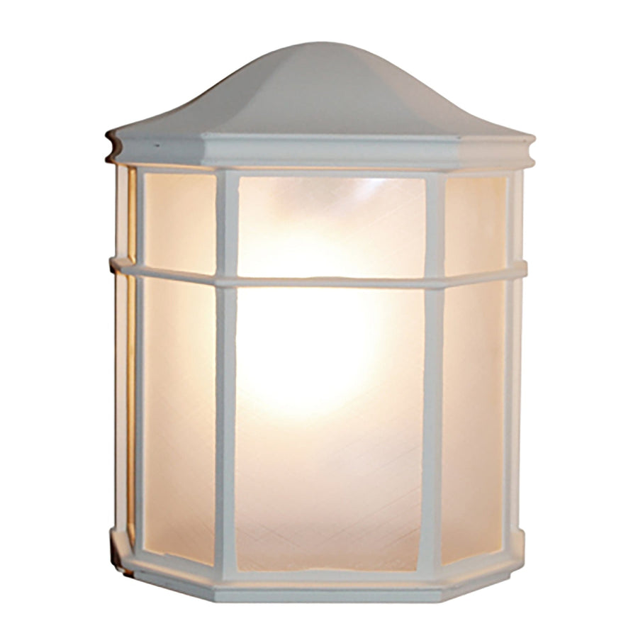 Trans Globe Andrews 1-Light Frosted Glass, Flush Mount Outdoor Pocket Lantern  Collection: Andrews - White