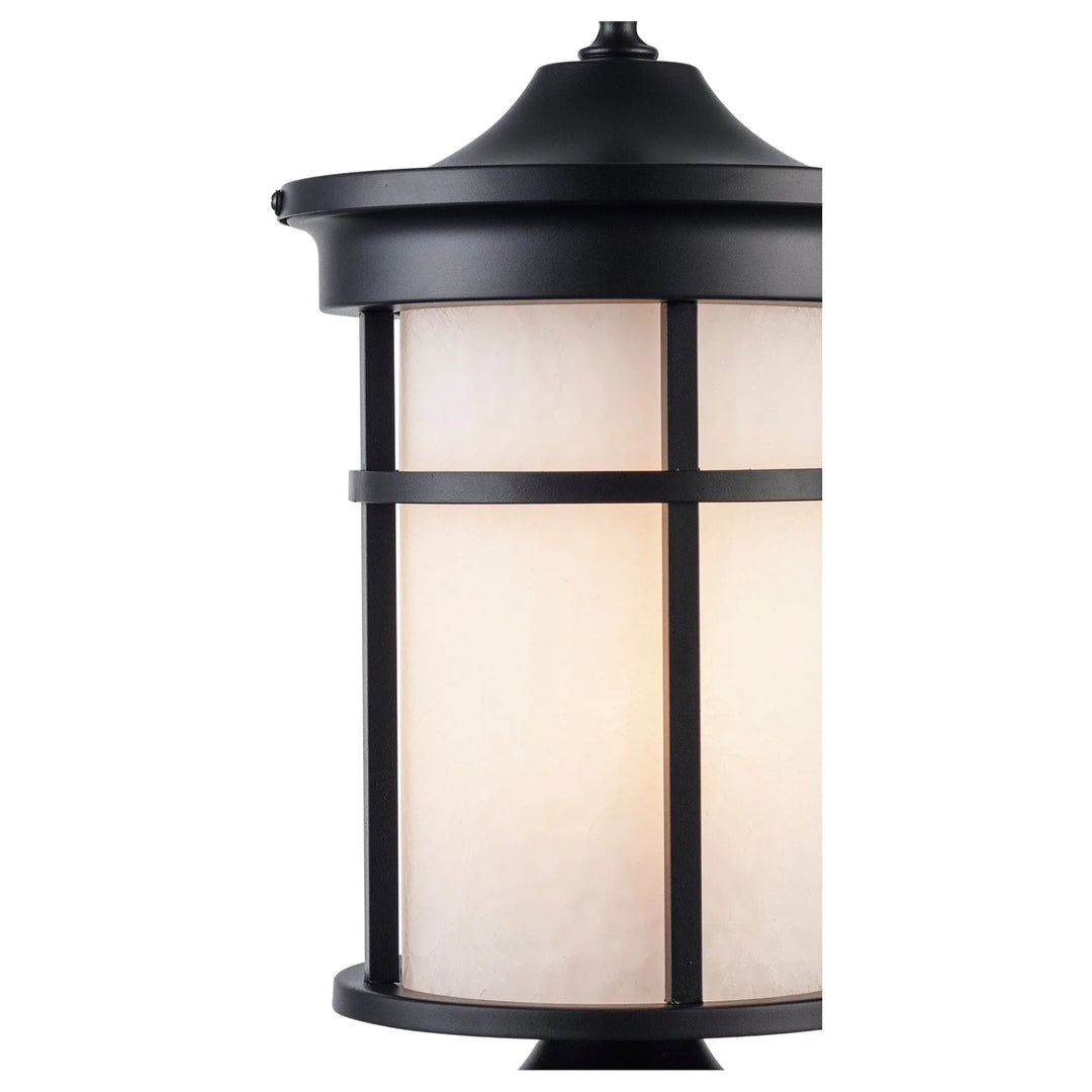 Trans Globe Avalon 1 - Light Outdoor Post Mount Lantern Head - Black / Frosted