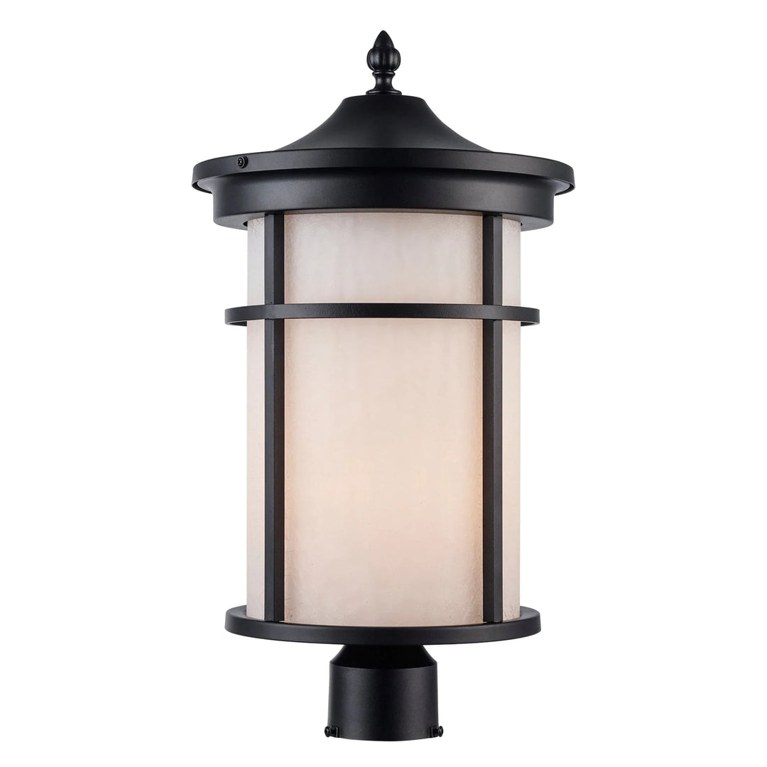Trans Globe Avalon 1 - Light Outdoor Post Mount Lantern Head - Black / Frosted