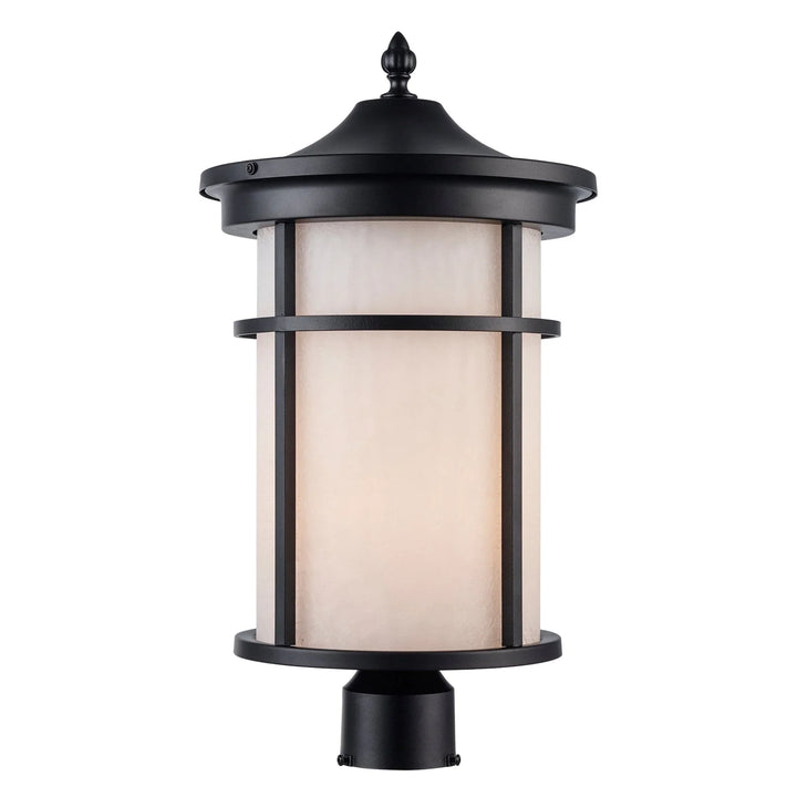 Trans Globe Avalon 1 - Light Outdoor Post Mount Lantern Head - Black / Frosted