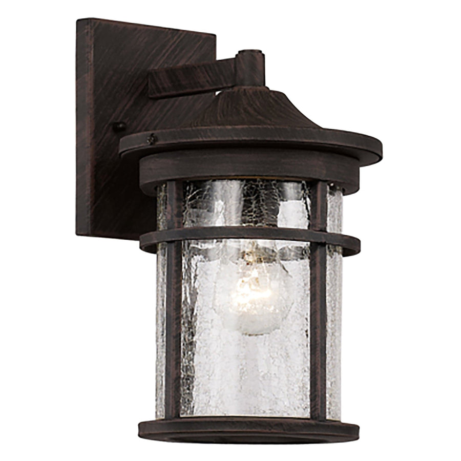 Trans Globe Avalon Crackled Glass, Armed Outdoor Wall Lantern Light - Rust