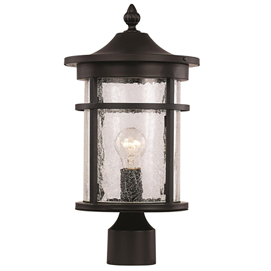 Trans Globe Avalon Crackled Glass Outdoor Post Mount Lantern Head - Black