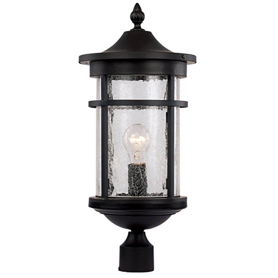 Trans Globe Avalon Crackled Glass Outdoor Post Mount Lantern Head - Black