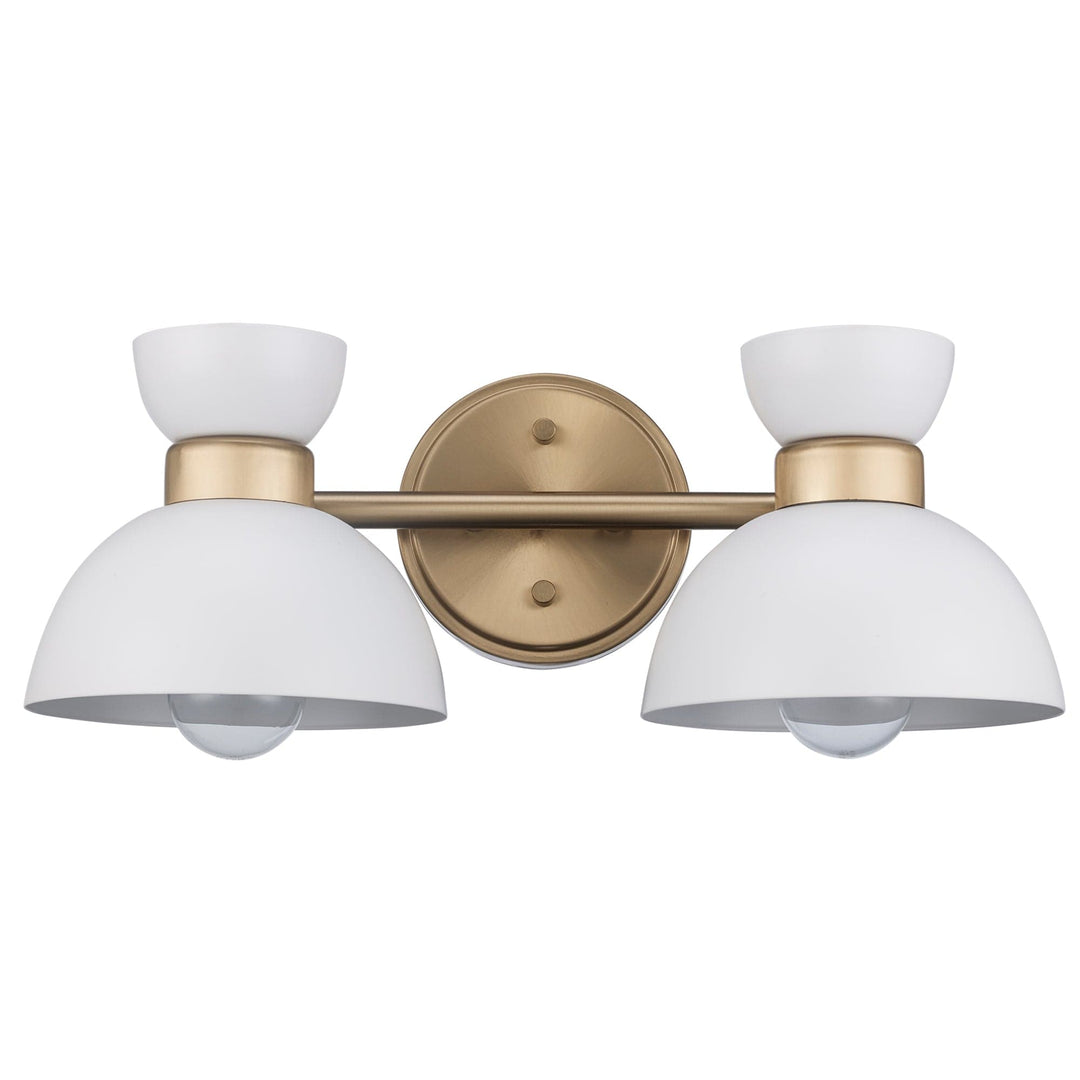 Trans Globe Azaria 2 - Light Vanity Double Metal Shade - White / Antique Gold