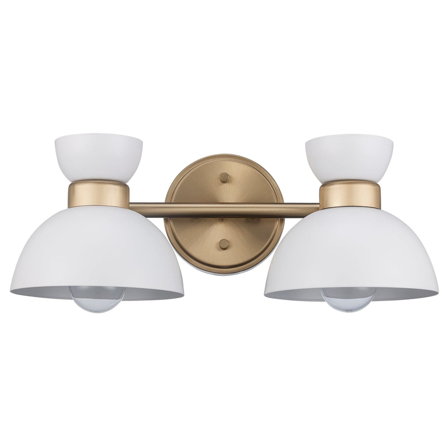 Trans Globe Azaria 2 - Light Vanity Double Metal Shade - White / Antique Gold