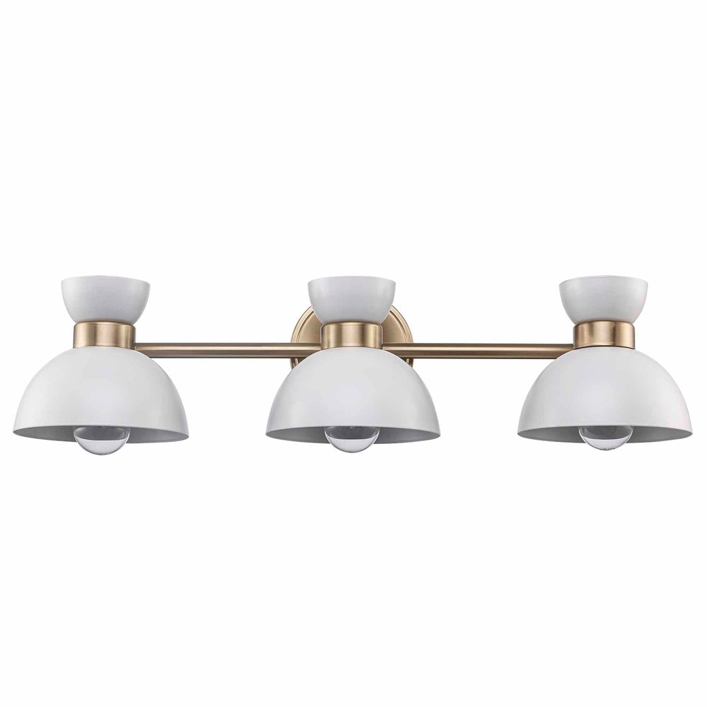 Trans Globe Azaria 3 - Light Vanity Double Metal Shade - White / Antique Gold