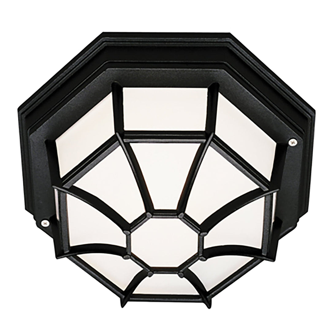 Trans Globe Benkert 1-Light, Weblike Design, Enclosed Flush Mount Ceiling Lantern Light - Black