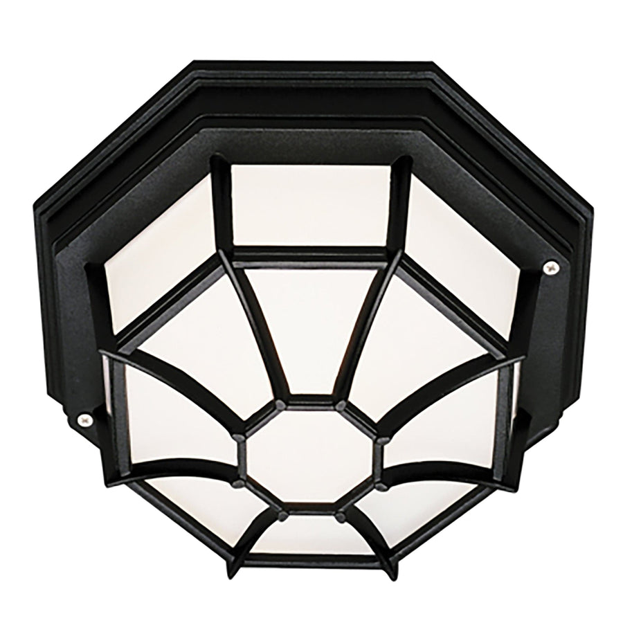 Trans Globe Benkert 1-Light, Weblike Design, Enclosed Flush Mount Ceiling Lantern Light - Black