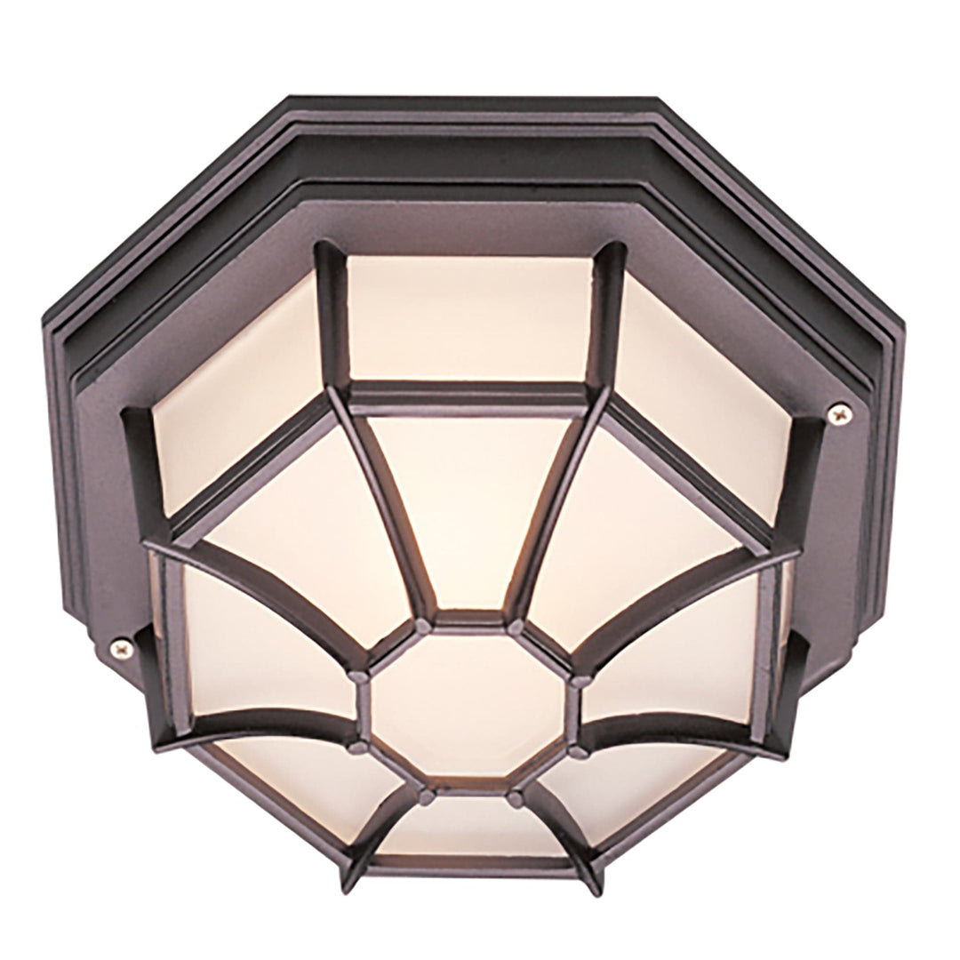 Trans Globe Benkert 1-Light, Weblike Design, Enclosed Flush Mount Ceiling Lantern Light - Black