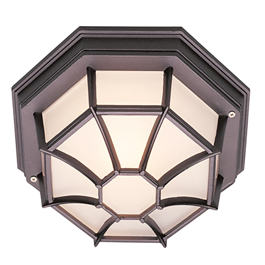 Trans Globe Benkert 1-Light, Weblike Design, Enclosed Flush Mount Ceiling Lantern Light - Black