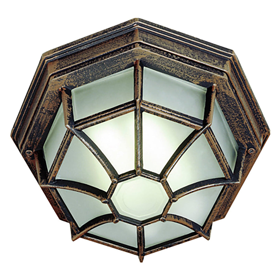 Trans Globe Benkert 1-Light, Weblike Design, Enclosed Flush Mount Ceiling Lantern Light - Rust