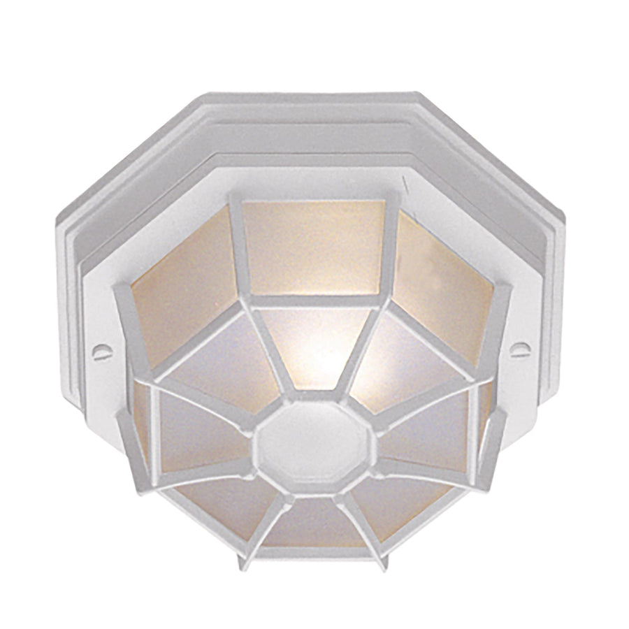 Trans Globe Benkert 1-Light, Weblike Design, Enclosed Flush Mount Ceiling Lantern Light - White