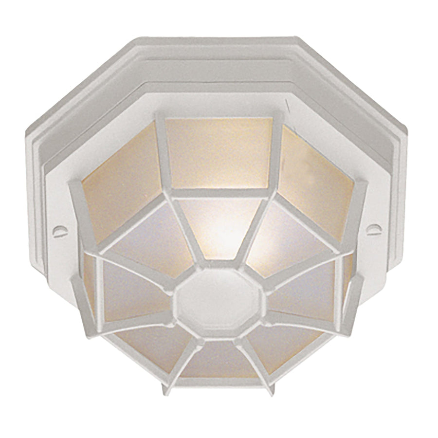 Trans Globe Benkert 1-Light, Weblike Design, Enclosed Flush Mount Ceiling Lantern Light - White