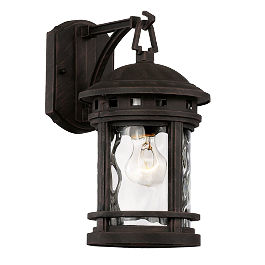 Trans Globe Boardwalk Collection 1-Light, Hook Hanging Wall Lantern with Water Glass - Rust