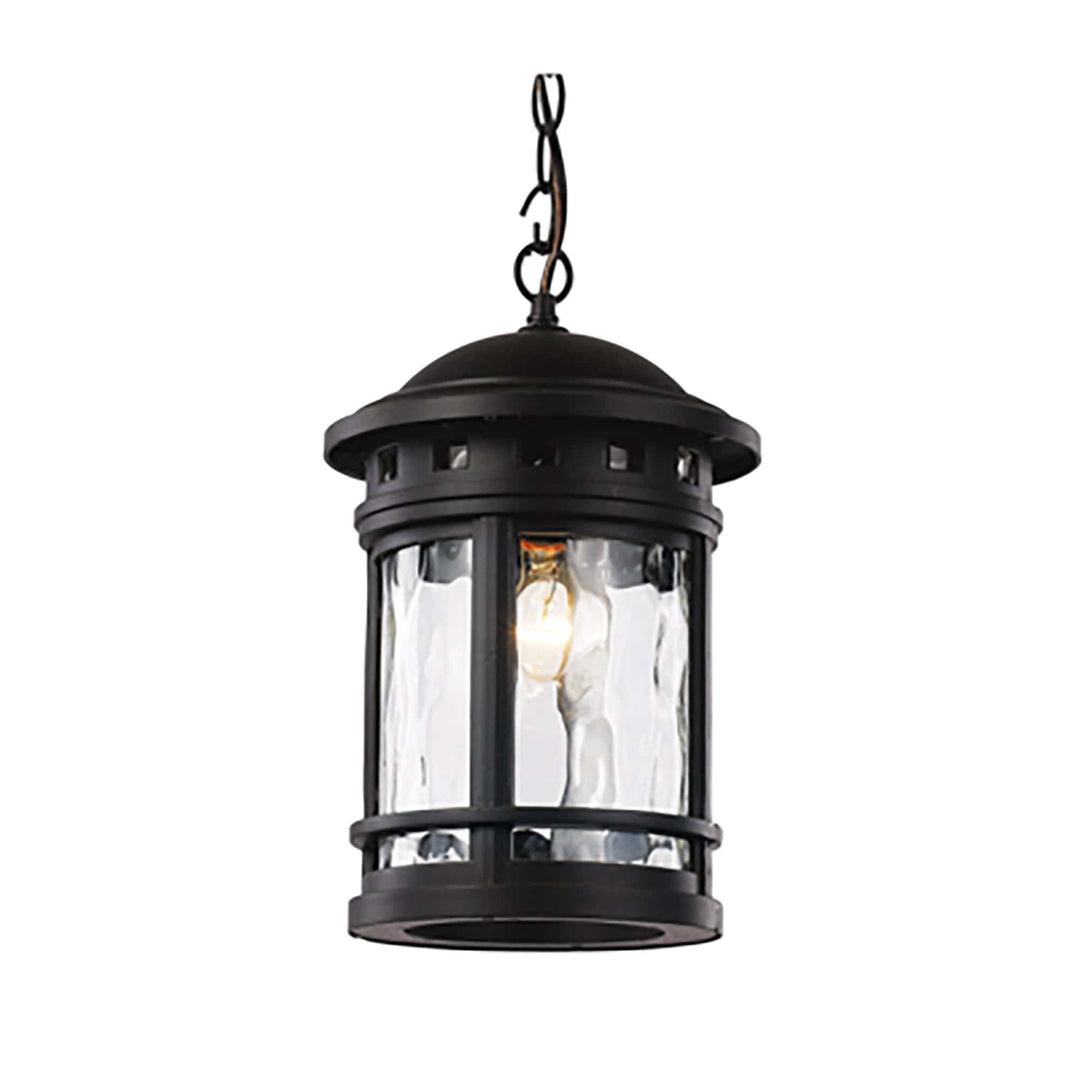 Trans Globe Boardwalk Collection 1-Light, Ring Top Lantern Head with Water Glass - Black