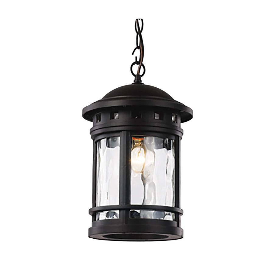 Trans Globe Boardwalk Collection 1-Light, Ring Top Lantern Head with Water Glass - Black