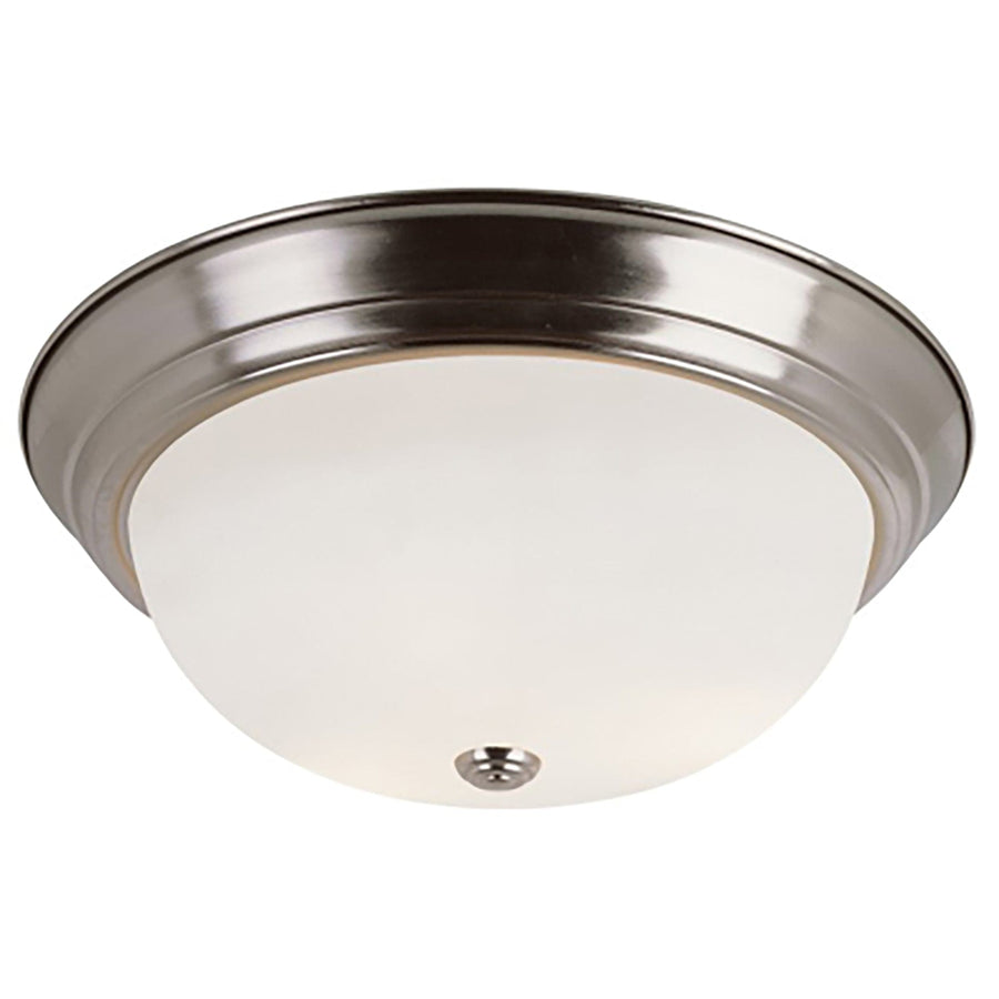 Trans Globe Bowers 13" Flushmount White Frost Glass - Brushed Nickel