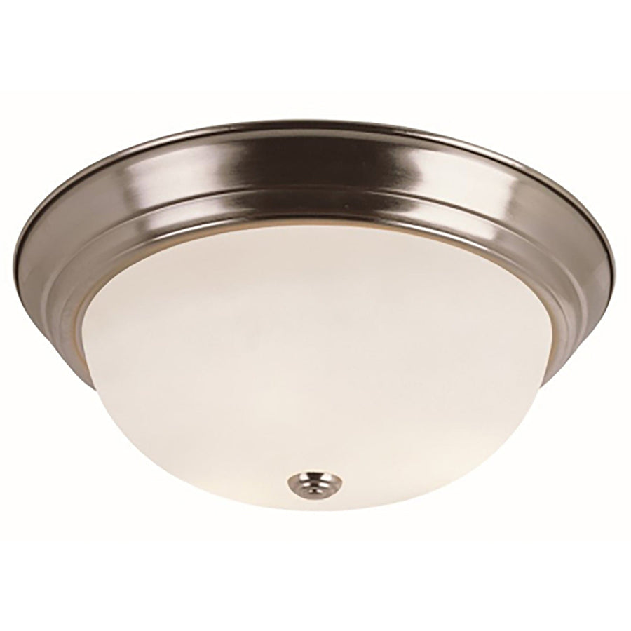 Trans Globe Bowers 15" Flushmount White Frost Glass - Brushed Nickel