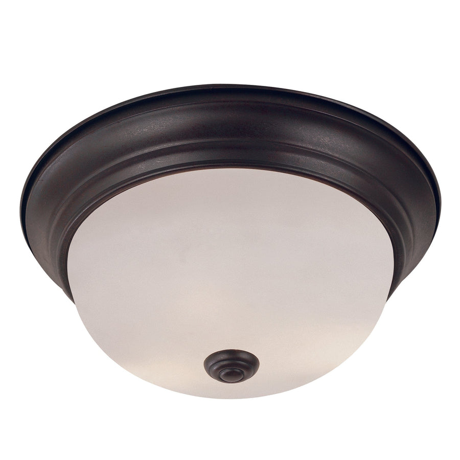 Trans Globe Bowers 15" Flushmount White Frost Glass - Rubbed Oil Bronze