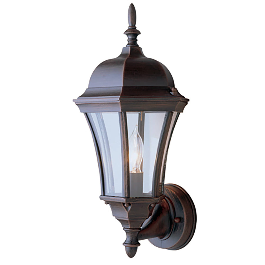 Trans Globe Burlington 1-Light Armed Metal and Glass Outdoor Wall Lantern - Rust