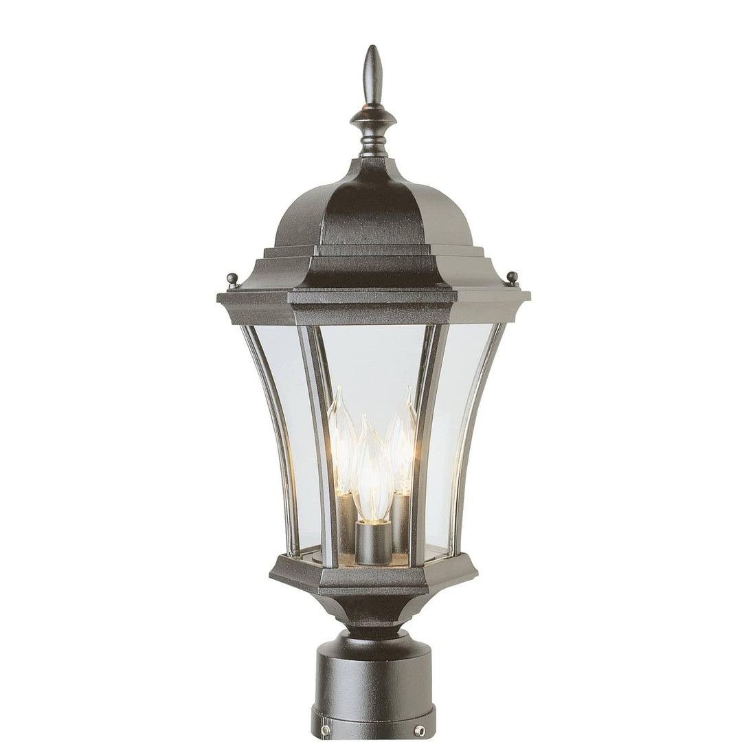 Trans Globe Burlington 1-Light Metal and Glass Post Mount Lantern Head - Black