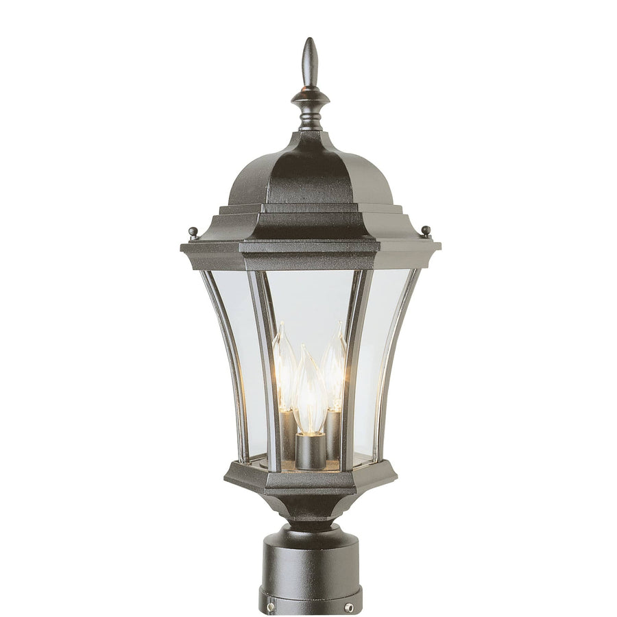 Trans Globe Burlington 1-Light Metal and Glass Post Mount Lantern Head - Black