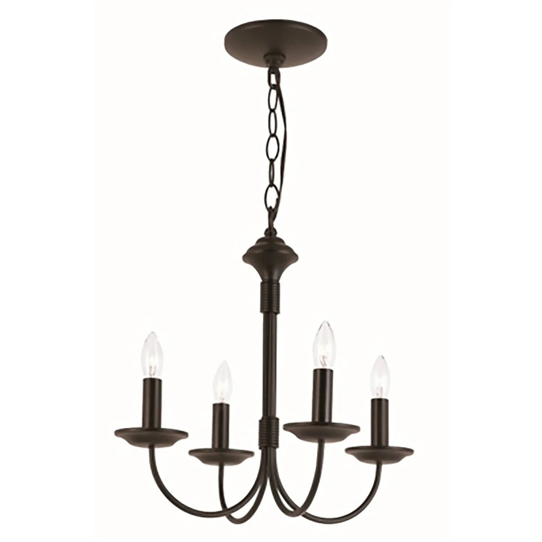 Black candle-style chandelier with five lights, ideal for dining room or entryway lighting