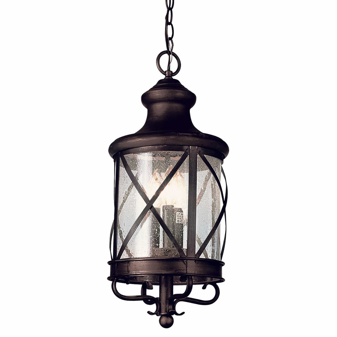 Trans Globe Chandler 4-Light Embellished Metal and Glass Outdoor Hanging Pendant- Rubbed Oil Bronze