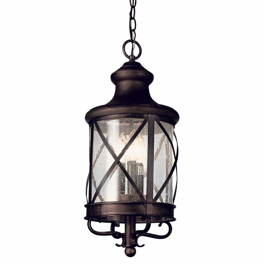 Trans Globe Chandler 4-Light Embellished Metal and Glass Outdoor Hanging Pendant- Rubbed Oil Bronze