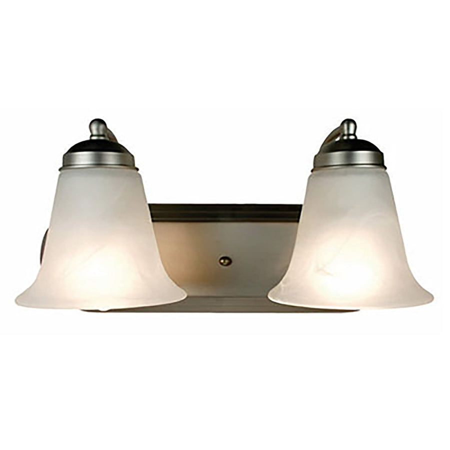 Trans Globe Clayton Reversible Mount, 2-Light Armed Vanity Wall Light, with Glass Bell Shades -  Brushed Nickel