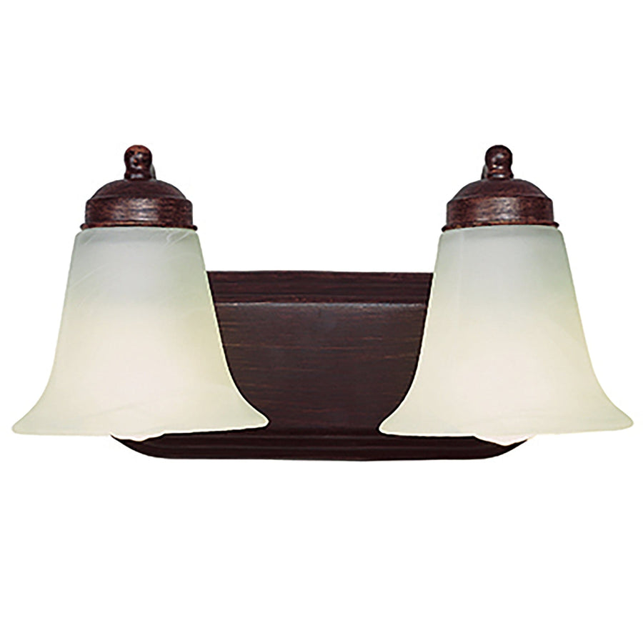 Trans Globe Clayton Reversible Mount, 2-Light Armed Vanity Wall Light, with Glass Bell Shades - Rubbed Oil Bronze