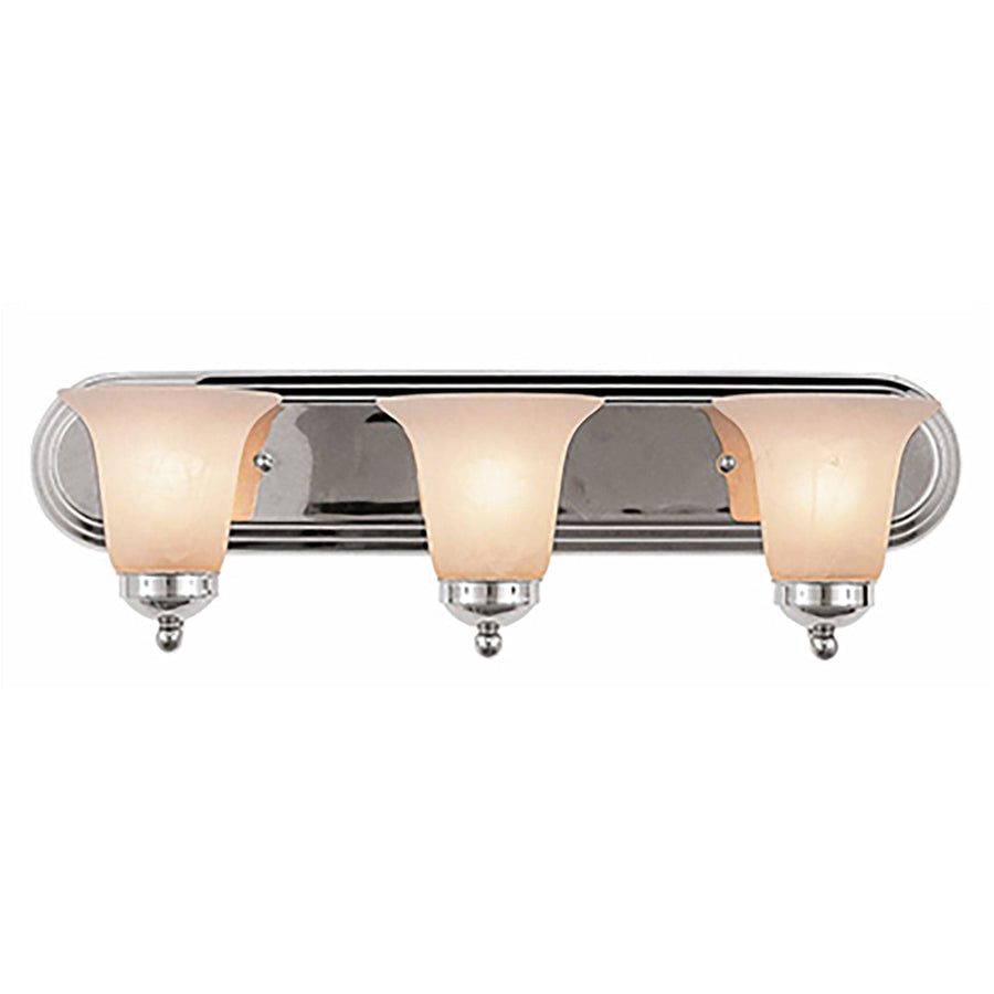 Trans Globe Clayton Reversible Mount, 3-Light Armed Vanity Wall Light, with Glass Bell Shades - Polished Chrome