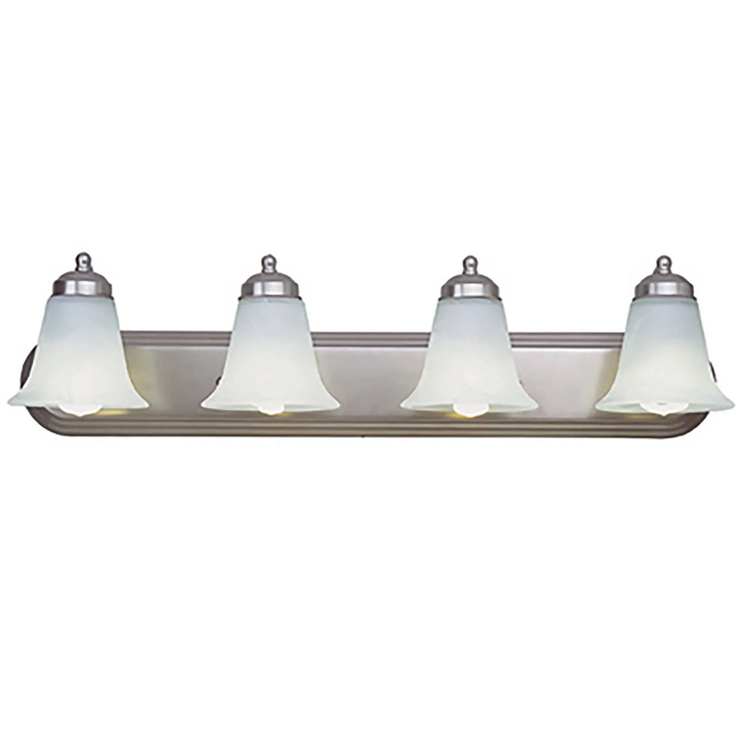 Trans Globe Clayton Reversible Mount, 4-Light Armed Vanity Wall Light, with Glass Bell Shades - Brushed Nickel