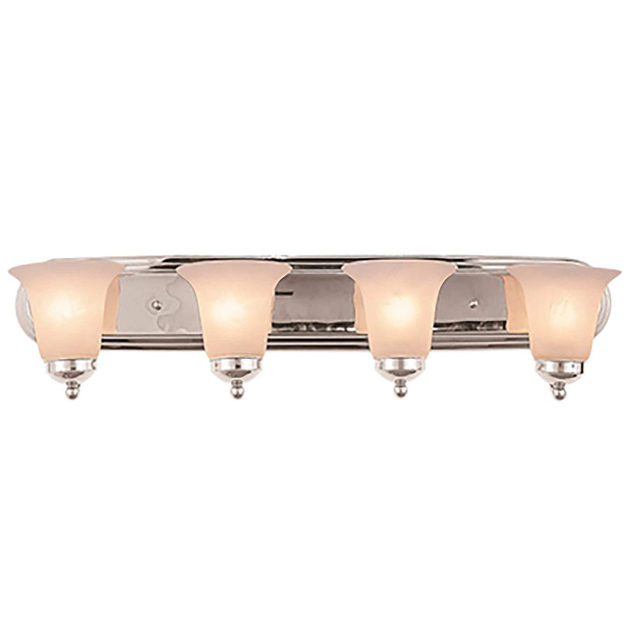 Trans Globe Clayton Reversible Mount, 4-Light Armed Vanity Wall Light, with Glass Bell Shades - Polished Chrome