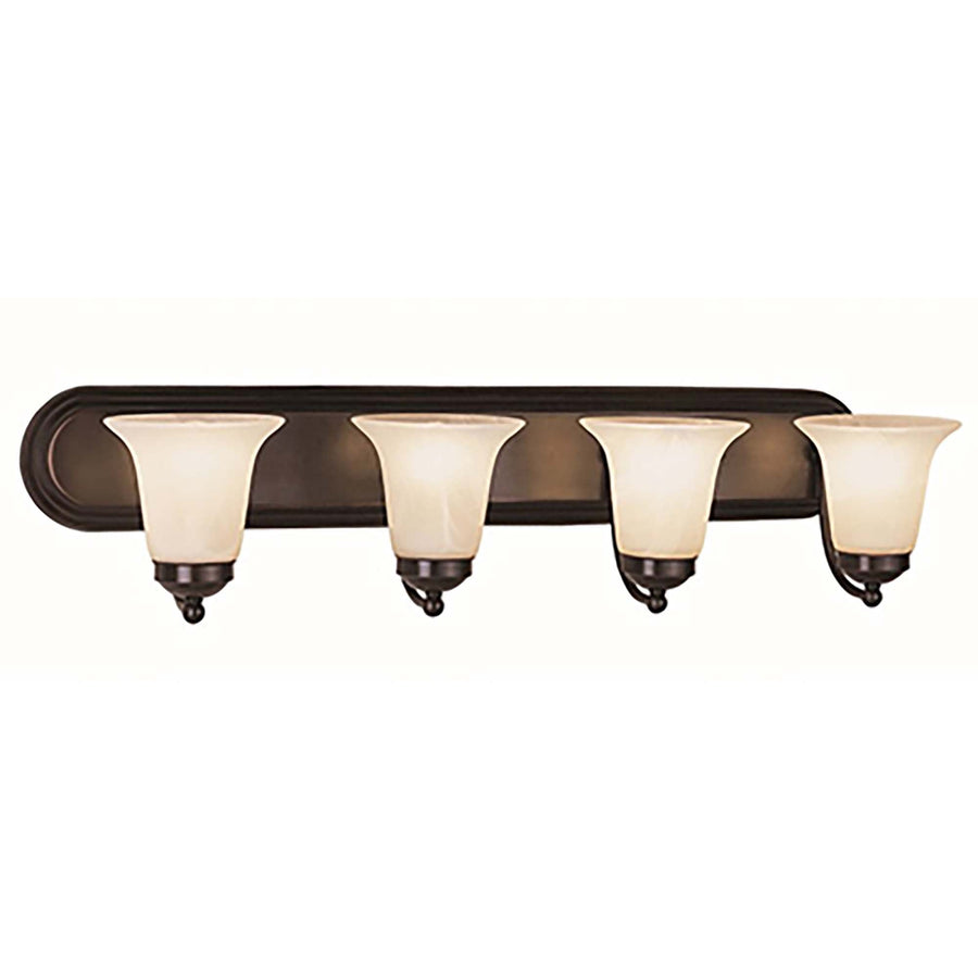 Trans Globe Clayton Reversible Mount, 4-Light Armed Vanity Wall Light, with Glass Bell Shades - Rubbed Oil Bronze