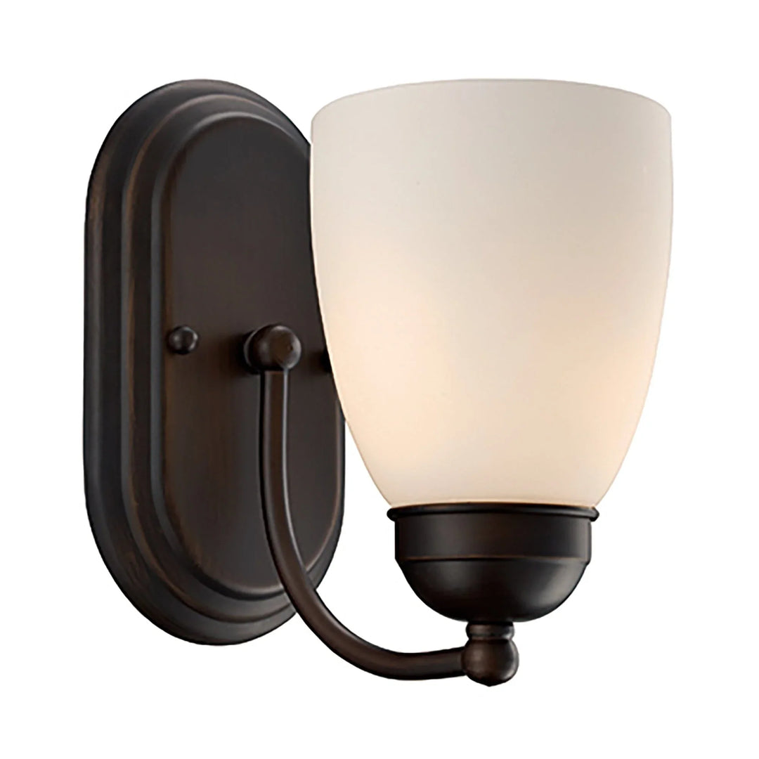 Trans Globe Clayton Reversible Mount, Armed Wall Sconce, with Glass Bell Shade Opal Glass -  Rubbed Oil Bronze
