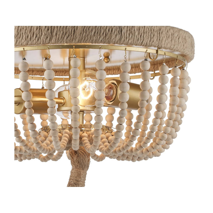 Trans Globe Coastal 2-Light Taylan Flush Mount Wood - Antique Gold