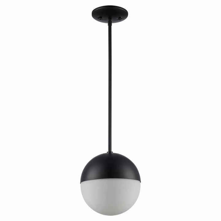 Globe pendant light with black and opal finish, ideal for modern interior architectural lighting