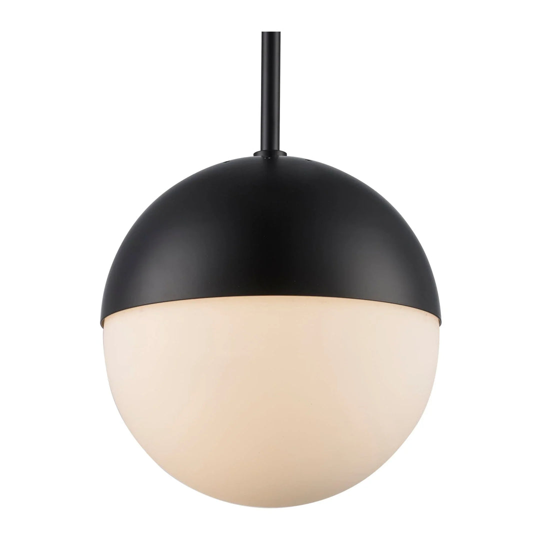 Globe pendant light with opal glass shade and matte black finish for modern home lighting