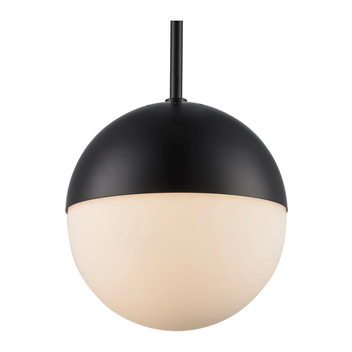 Globe pendant light with opal glass shade and matte black finish for modern home lighting