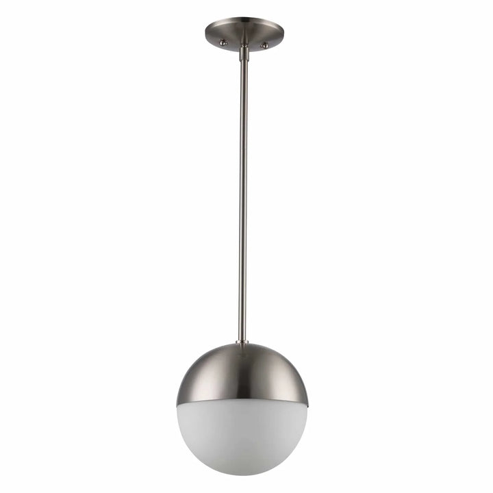 Pendant globe light with opal glass ball shade and brushed nickel finish for modern interior lighting
