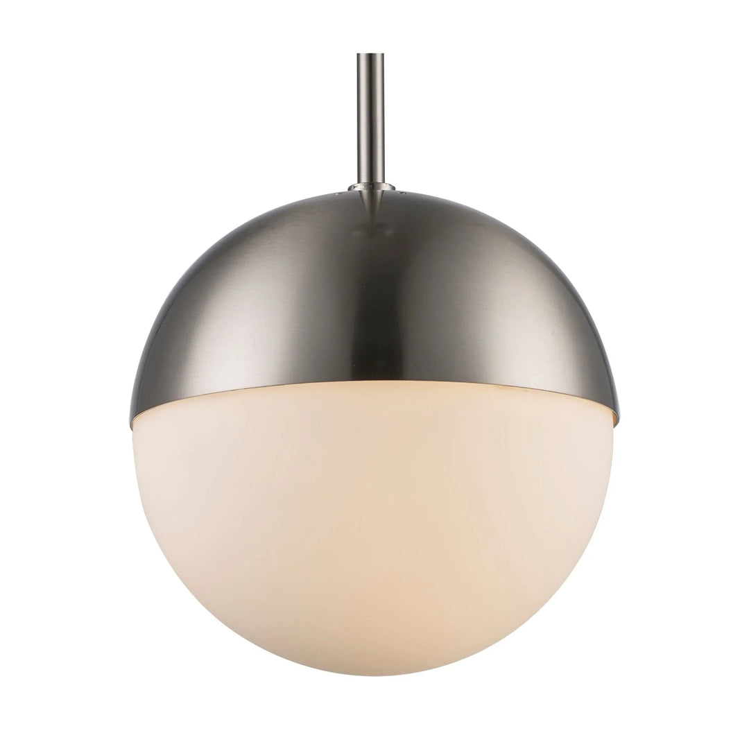 Globe pendant light with opal glass shade and brushed nickel finish for modern interior lighting