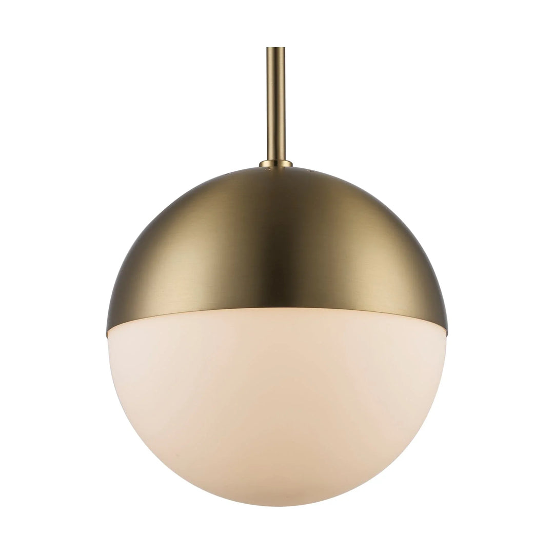 Globe pendant light with opal glass shade and satin gold finish, ideal for modern interior lighting