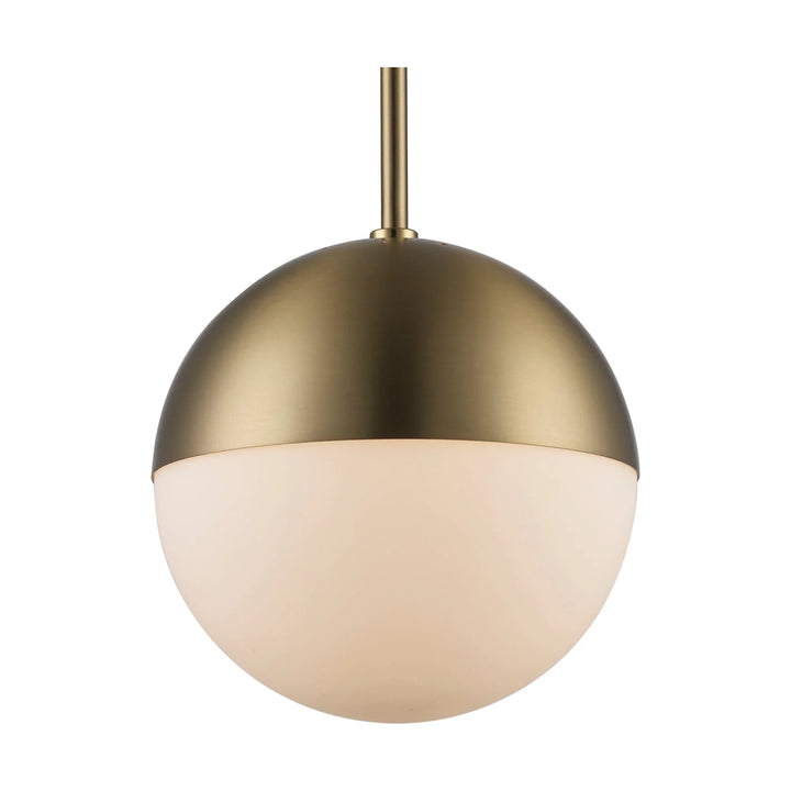 Globe pendant light with opal glass shade and satin gold finish, ideal for modern interior lighting