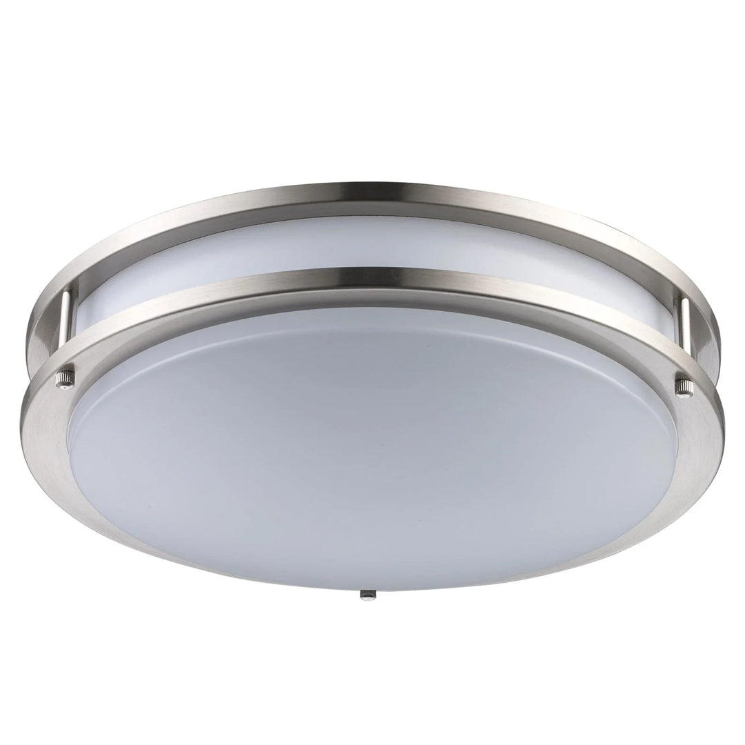 Trans Globe Dash 2 - Light Frosted Acrylic Flushmount Round Double - Brushed Nickel