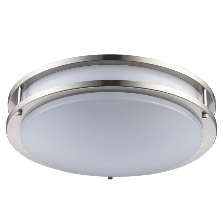 Trans Globe Dash 2 - Light Frosted Acrylic Flushmount Round Double - Brushed Nickel