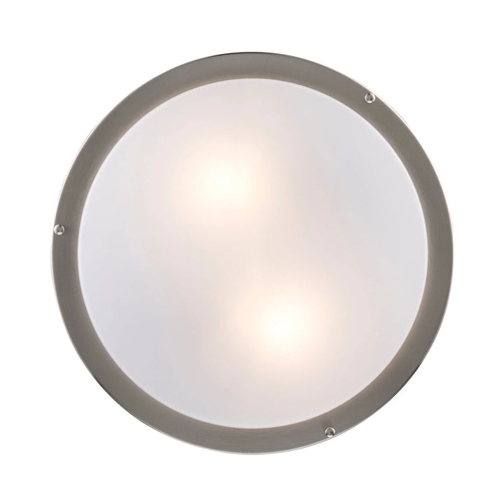 Trans Globe Dash 2 - Light Frosted Acrylic Flushmount Round Double - Brushed Nickel
